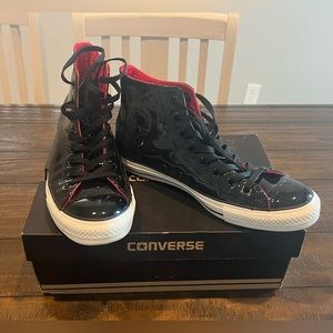 Men's Leather Patent Black Converse Sneakers